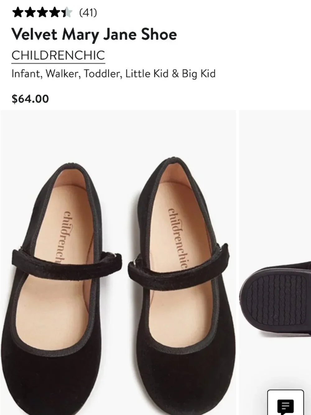 ChildrenChic Black Velvet Mary Jane Toddler Dress Shoes Girls Size 8 Wedding Hol